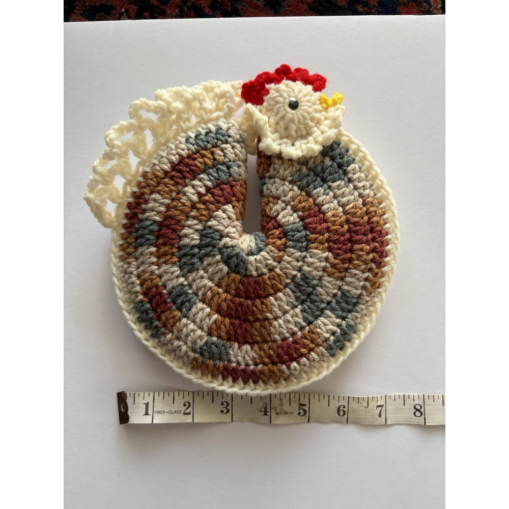 Handmade Crocheted Chicken/ Hen Kitchen Hot Pad /Pot Holder - Cottagecore Granny - Picture 8 of 9